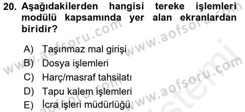 Ulusal Yargı Ağı Projesi 2 Dersi 2017 - 2018 Yılı (Vize) Ara Sınav Soruları 20. Soru