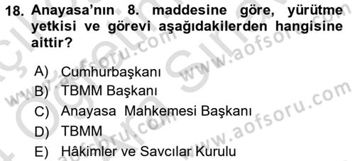 İdari Yargı Dersi 2023 - 2024 Yılı (Vize) Ara Sınav Soruları 18. Soru