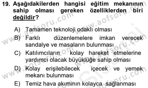 Acil Durum ve Afet Farkındalık Eğitimi Dersi 2017 - 2018 Yılı (Final) Dönem Sonu Sınav Soruları 19. Soru
