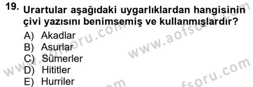 Anadolu Arkeolojisi Dersi 2012 - 2013 Yılı (Vize) Ara Sınav Soruları 19. Soru