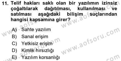 Büro Teknolojileri Dersi 2016 - 2017 Yılı (Final) Dönem Sonu Sınav Soruları 11. Soru