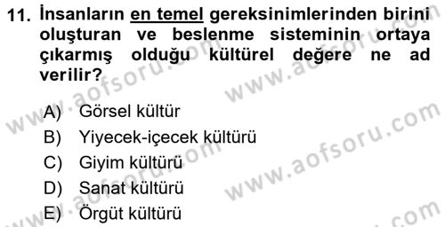 Gastronomi Tarihi Dersi 2015 - 2016 Yılı (Vize) Ara Sınav Soruları 11. Soru