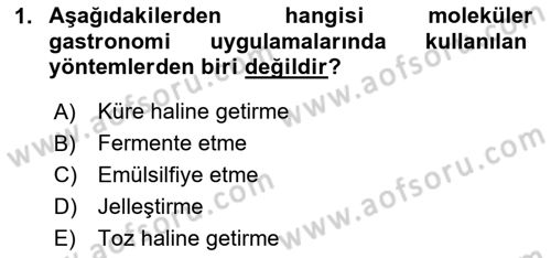 Gastronomi Ve Sürdürülebilirlik Dersi 2020 - 2021 Yılı Yaz Okulu Sınav Soruları 1. Soru