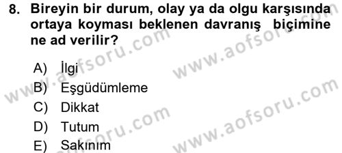Acil Durum ve Afet Farkındalık Eğitimi Dersi 2017 - 2018 Yılı (Vize) Ara Sınav Soruları 8. Soru