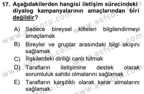 Acil Durum ve Afet Farkındalık Eğitimi Dersi 2019 - 2020 Yılı (Vize) Ara Sınav Soruları 17. Soru