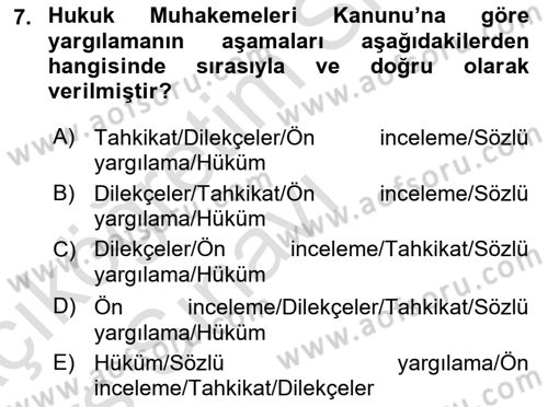 Hukuk Dili Ve Adli Yazışmalar Dersi 2018 - 2019 Yılı 3 Ders Sınav Soruları 7. Soru