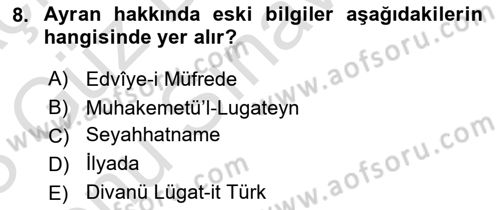 İçecek Bilgisi Dersi 2022 - 2023 Yılı (Final) Dönem Sonu Sınav Soruları 8. Soru