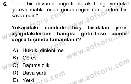 Temel Kalem Mevzuatı Bilgisi Dersi 2022 - 2023 Yılı Yaz Okulu Sınav Soruları 6. Soru