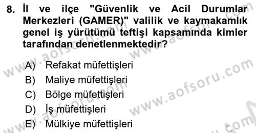 Afet Risk Azaltma Politikaları Dersi 2024 - 2025 Yılı (Final) Dönem Sonu Sınav Soruları 8. Soru