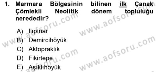 Anadolu Arkeolojisi Dersi 2015 - 2016 Yılı (Vize) Ara Sınav Soruları 1. Soru