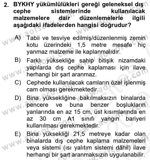 Yangın ve Yangın Güvenliği Dersi 2018 - 2019 Yılı (Final) Dönem Sonu Sınav Soruları 2. Soru