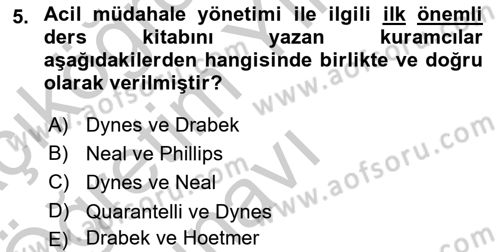 Afet Psikolojisi ve Sosyolojisi Dersi 2018 - 2019 Yılı Yaz Okulu Sınav Soruları 5. Soru