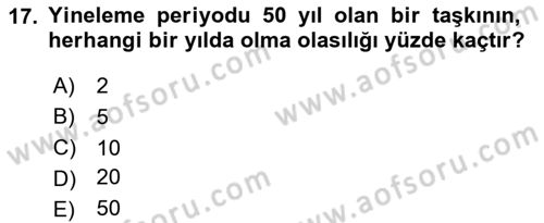 Kent, Planlama ve Afet Risk Yönetimi Dersi 2024 - 2025 Yılı (Final) Dönem Sonu Sınav Soruları 17. Soru