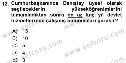 İdari Yargı Dersi 2015 - 2016 Yılı (Vize) Ara Sınav Soruları 12. Soru