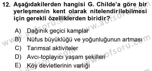 Kent, Planlama ve Afet Risk Yönetimi Dersi 2023 - 2024 Yılı (Vize) Ara Sınav Soruları 12. Soru