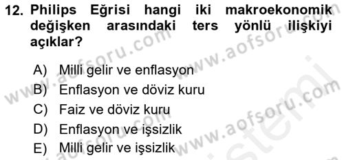 Afet Ekonomisi Ve Sigortacılığı Dersi 2018 - 2019 Yılı (Vize) Ara Sınav Soruları 12. Soru