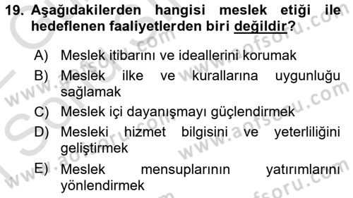 Arama Kurtarma Bilgisi ve Etik Değerler Dersi 2021 - 2022 Yılı (Final) Dönem Sonu Sınav Soruları 19. Soru