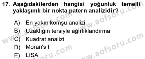 Veri Analizi Ve Değerlendirme Dersi 2024 - 2025 Yılı Yaz Okulu Sınav Soruları 17. Soru