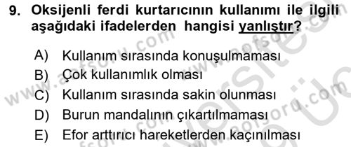 Arama Kurtarma Bilgisi ve Etik Değerler Dersi 2018 - 2019 Yılı 3 Ders Sınav Soruları 9. Soru