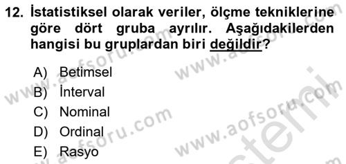 Kent, Planlama ve Afet Risk Yönetimi Dersi 2024 - 2025 Yılı (Vize) Ara Sınav Soruları 12. Soru