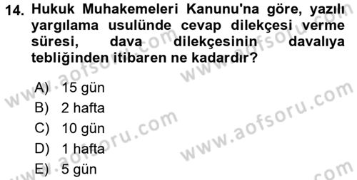 Hukuk Dili Ve Adli Yazışmalar Dersi 2015 - 2016 Yılı (Vize) Ara Sınav Soruları 14. Soru