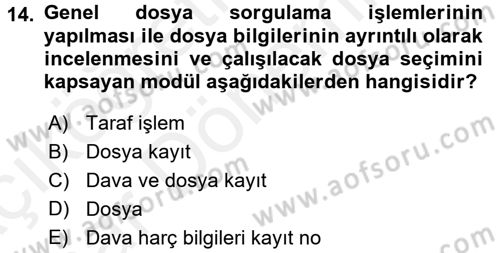 Ulusal Yargı Ağı Projesi 2 Dersi 2015 - 2016 Yılı (Vize) Ara Sınav Soruları 14. Soru