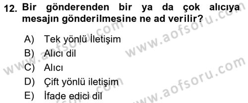 Özel Gereksinimli Bireyler İçin Afet ve Acil Durum Yönetimi Dersi 2018 - 2019 Yılı Yaz Okulu Sınav Soruları 12. Soru