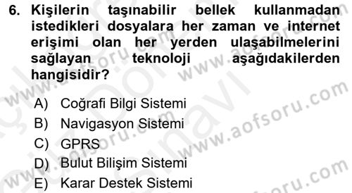 Büro Teknolojileri Dersi 2018 - 2019 Yılı (Final) Dönem Sonu Sınav Soruları 6. Soru