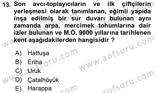 Kent, Planlama ve Afet Risk Yönetimi Dersi 2017 - 2018 Yılı (Vize) Ara Sınav Soruları 13. Soru