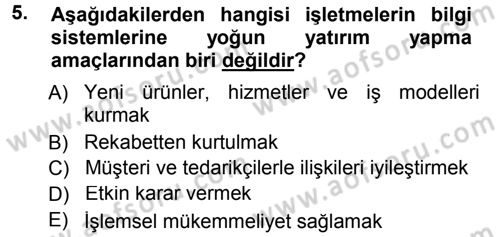 Büro Teknolojileri Dersi 2012 - 2013 Yılı (Final) Dönem Sonu Sınav Soruları 5. Soru
