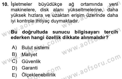 Büro Teknolojileri Dersi 2024 - 2025 Yılı (Vize) Ara Sınav Soruları 10. Soru