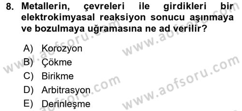 Temel Afet Bilgisi Dersi 2017 - 2018 Yılı (Final) Dönem Sonu Sınav Soruları 8. Soru