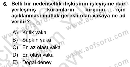 Uluslararası İlişkilerde Araştırma Yöntemleri Dersi 2021 - 2022 Yılı Yaz Okulu Sınav Soruları 6. Soru