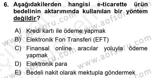 Büro Teknolojileri Dersi 2018 - 2019 Yılı (Vize) Ara Sınav Soruları 6. Soru