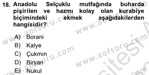 Gastronomi Tarihi Dersi 2023 - 2024 Yılı Yaz Okulu Sınav Soruları 18. Soru