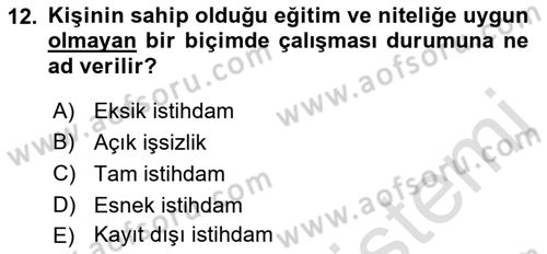 Göç Ve Göçmen Sorunları Dersi 2021 - 2022 Yılı Yaz Okulu Sınav Soruları 12. Soru