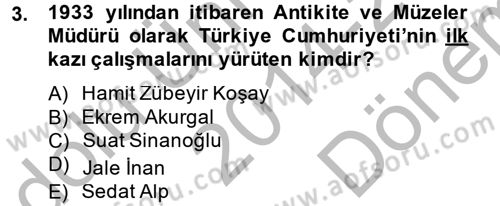 Arkeolojik Alan Yönetimi Dersi 2014 - 2015 Yılı (Final) Dönem Sonu Sınav Soruları 3. Soru