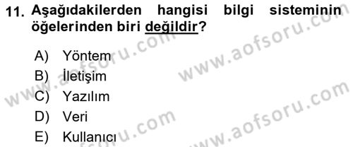 Büro Teknolojileri Dersi 2023 - 2024 Yılı (Final) Dönem Sonu Sınav Soruları 11. Soru