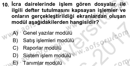 Ulusal Yargı Ağı Projesi 2 Dersi 2016 - 2017 Yılı (Final) Dönem Sonu Sınav Soruları 10. Soru
