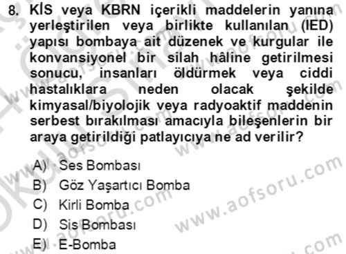 Kbrn Savunma Ve Güvenlik Dersi 2023 - 2024 Yılı Yaz Okulu Sınav Soruları 8. Soru