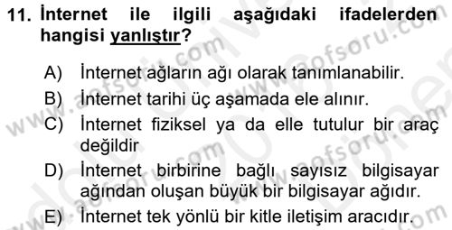 Gastronomi Ve Medya Dersi 2016 - 2017 Yılı (Final) Dönem Sonu Sınav Soruları 11. Soru