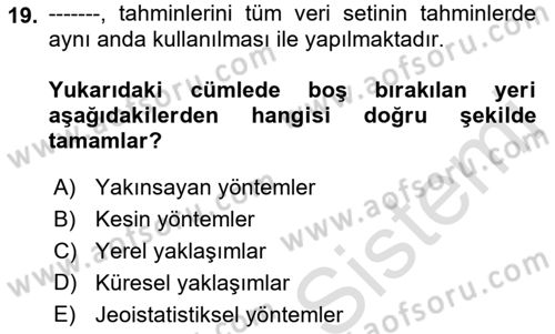 Veri Analizi Ve Değerlendirme Dersi 2022 - 2023 Yılı Yaz Okulu Sınav Soruları 19. Soru