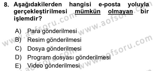 Büro Teknolojileri Dersi 2022 - 2023 Yılı (Final) Dönem Sonu Sınav Soruları 8. Soru