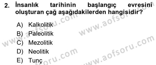 Anadolu Arkeolojisi Dersi 2015 - 2016 Yılı (Vize) Ara Sınav Soruları 2. Soru