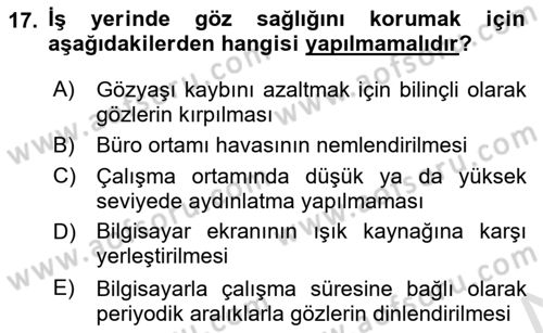 Büro Teknolojileri Dersi 2023 - 2024 Yılı (Final) Dönem Sonu Sınav Soruları 17. Soru
