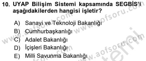 Mesleki Bilgisayar Ve Uyap Dersi 2024 - 2025 Yılı Yaz Okulu Sınav Soruları 10. Soru