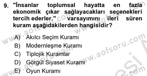 Uluslararası İlişkilerde Araştırma Yöntemleri Dersi 2024 - 2025 Yılı Yaz Okulu Sınav Soruları 9. Soru