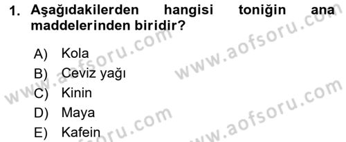 İçecek Bilgisi Dersi 2022 - 2023 Yılı Yaz Okulu Sınav Soruları 1. Soru