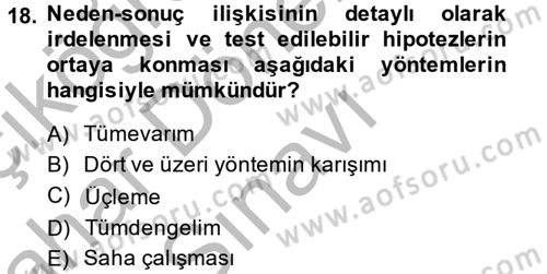 Uluslararası İlişkilerde Araştırma Yöntemleri Dersi 2014 - 2015 Yılı (Final) Dönem Sonu Sınav Soruları 18. Soru