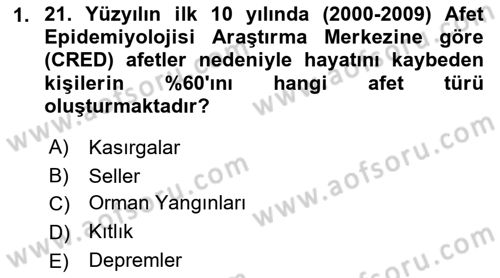 Afet Risk Azaltma Politikaları Dersi 2023 - 2024 Yılı (Vize) Ara Sınav Soruları 1. Soru